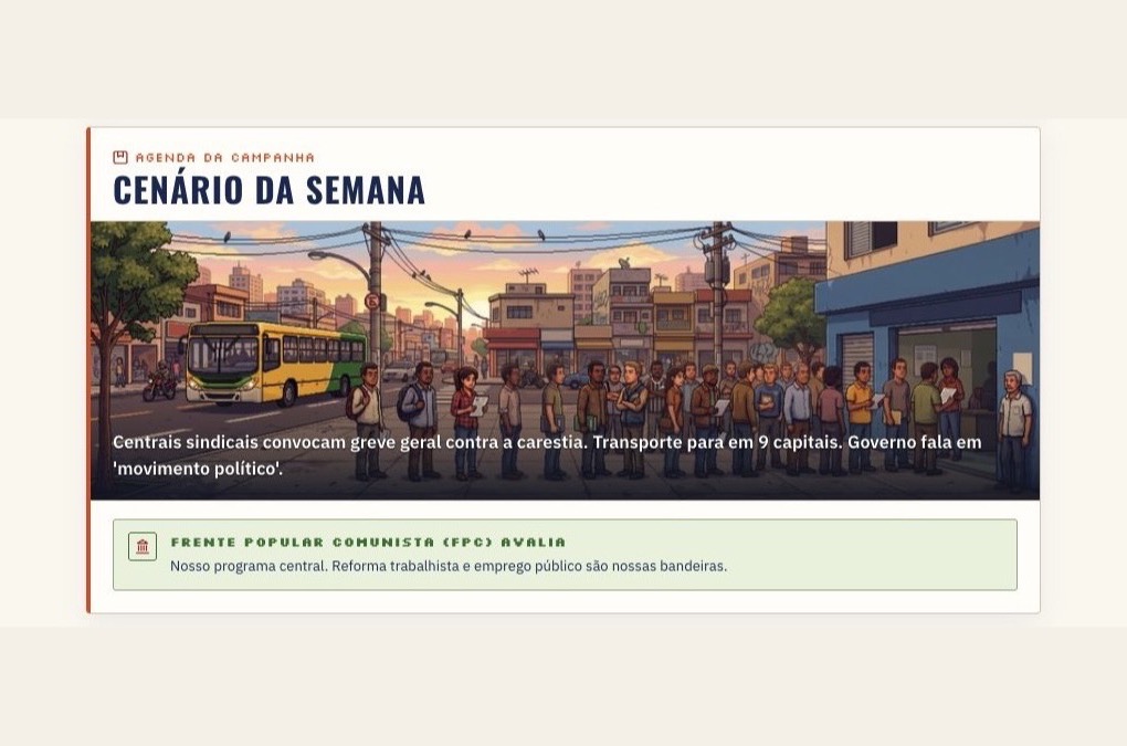 Cenário e escolhas da semana
